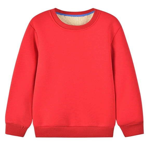 Hicidod Kids Sweatshirt Unisex Fleece Lined Warm Pullover Tops Fashion Solid Color Thicken Soft Winter Pullover Sweatshirts