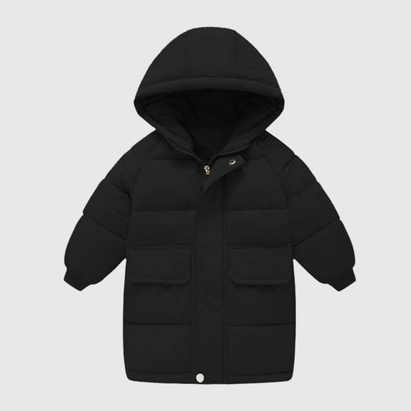 Hicidod Girls Winter Down Jackets Zipper Long Puffer Lightweight Coats Thick Padded Soft Windproof Warm Jacket With Hood