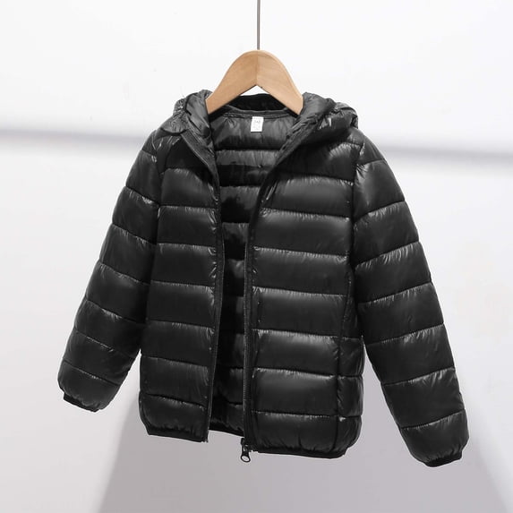 Hicidod Kids Winter Jacket Thicken Solid Color Lightweight Warm Down Coat Water-Resistant Packable Hooded Zipper Puffer Jackets