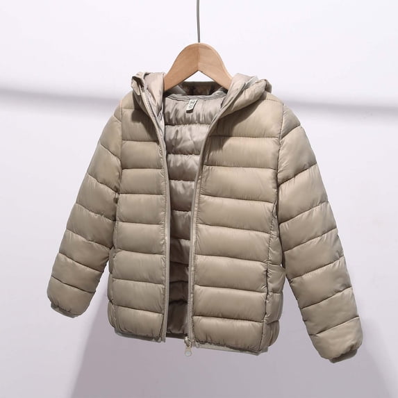 Hicidod Kids Winter Jacket Thicken Solid Color Lightweight Warm Down Coat Water-Resistant Packable Hooded Zipper Puffer Jackets