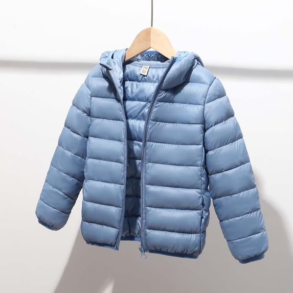 Hicidod Kids Winter Jacket Thicken Solid Color Lightweight Warm Down Coat Water-Resistant Packable Hooded Zipper Puffer Jackets