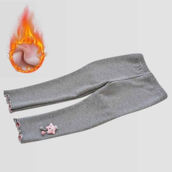 Hicidod Leggings for Girls Fleece Lined Thicken Winter Warm Kids Pants High Waist Full Length Cotton Soft Thermal Leggings