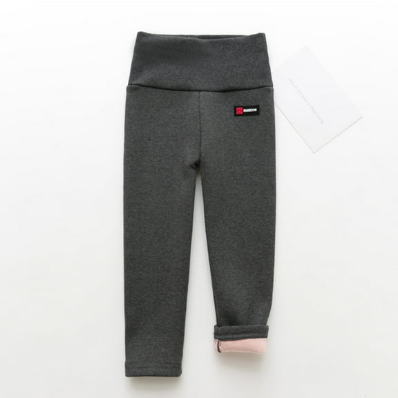 Hicidod Leggings for Girls Stretchy Fleece Lined Solid Warm Kids Tights Fall Winter Thicken Soft Cotton Casual Thermal Pants