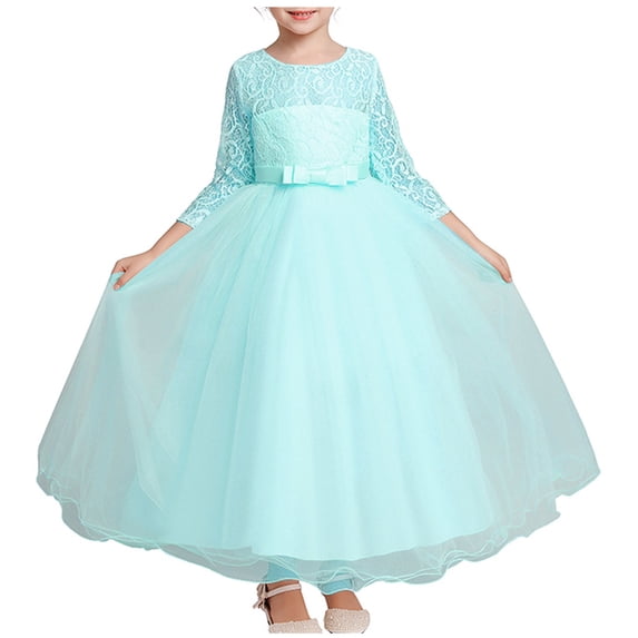 Hicidod Little Girls Sequin Mesh Flower Ball Gown Party Dress Tulle Tutu Prom Dresses Ruffled Lace Embroidery Princess Dress