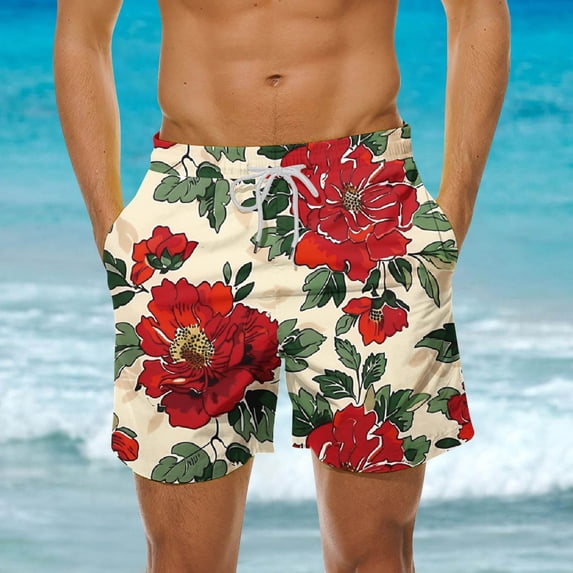 Hicidod Men's Swim Trunks Summer Inseam Compression Beach Swim Shortsprinted Quick Dry Casual Bathing Swimwear with Pockets