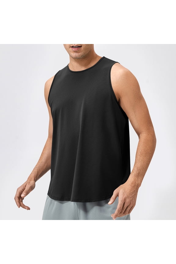 Men's Tank Tops Undershirts Loose Solid Muscle Sleeveless Shirts Lightweight Dry Fit Gym Workout Crew Neck Tee Top for Men