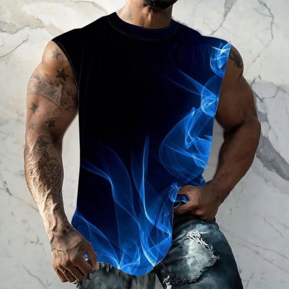 Hicidod Men's Workout Tank Tops Fashion Printed Tee Shirts for Men Summer Sleeveless Gym Bodybuilding Muscle Cut Off T-Shirts