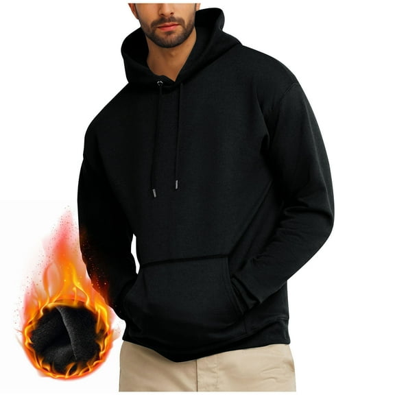 Hicidod Mens Hoodies Solid Loose Fit Fleece Hooded Sweatshirt Heavyweight Casual Drawstring Pullover Hoodies for Men