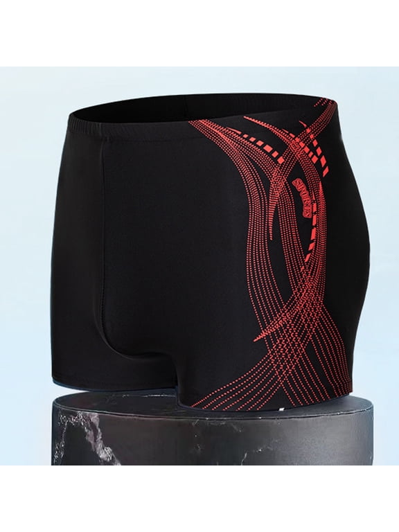 Mens Swim Jammers Square Leg Quick Dry Trunks Printed Training Durable Stretch Lightweight Swimming Athletic Shorts