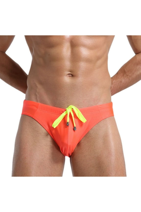 Mens Swim Thong Sexy Swimwear Bikini Swimsuit Swimming Briefs Light Thin String Swim Trunks with Drawstring