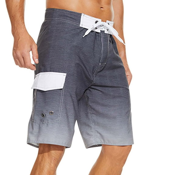 Hicidod Mens Swim Trunks Drawstring Fashion Solid Quick Dry Swimming Board Shorts with Pockets Casual Beach Swimsuit for Men