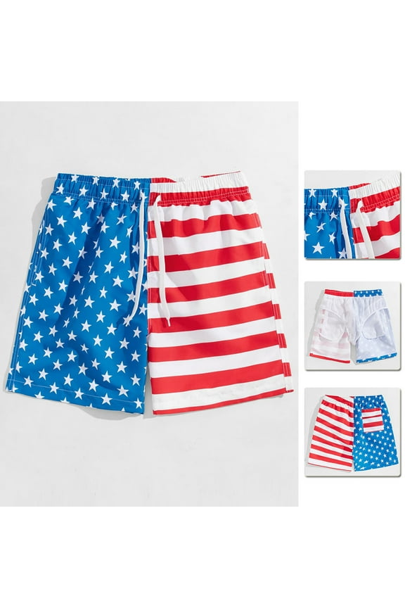 Mens Swim Trunks Printed Lightweight Swimming Shorts Casual Compression Mesh Lining Beach Board Shorts with Drawstring