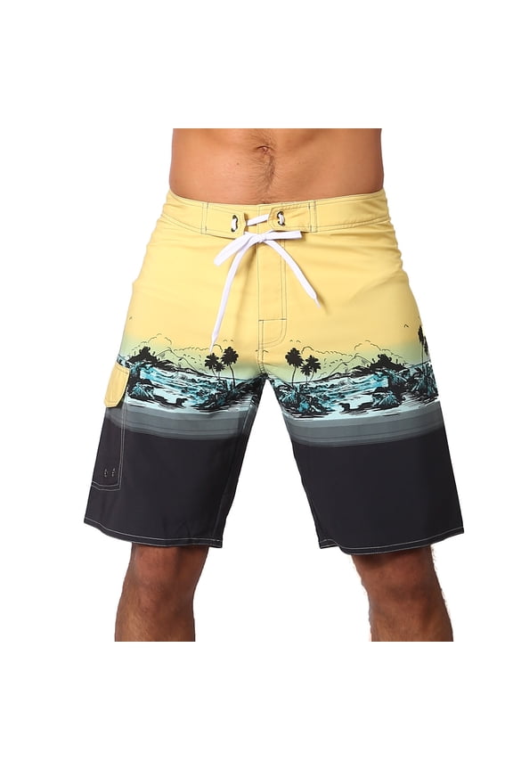 Mens Swim Trunks Quick Dry Bathing Suit Stripe Pattern Swimming Board Shorts Mesh Lining Beach Swimwear for Summer