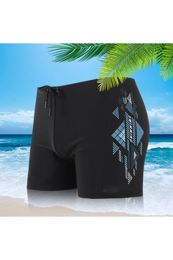 Mens Swim Trunks Quick Dry High Stretch Athletic Swim Jammers Printed Square Leg Swim Briefs Competitive Swimsuit
