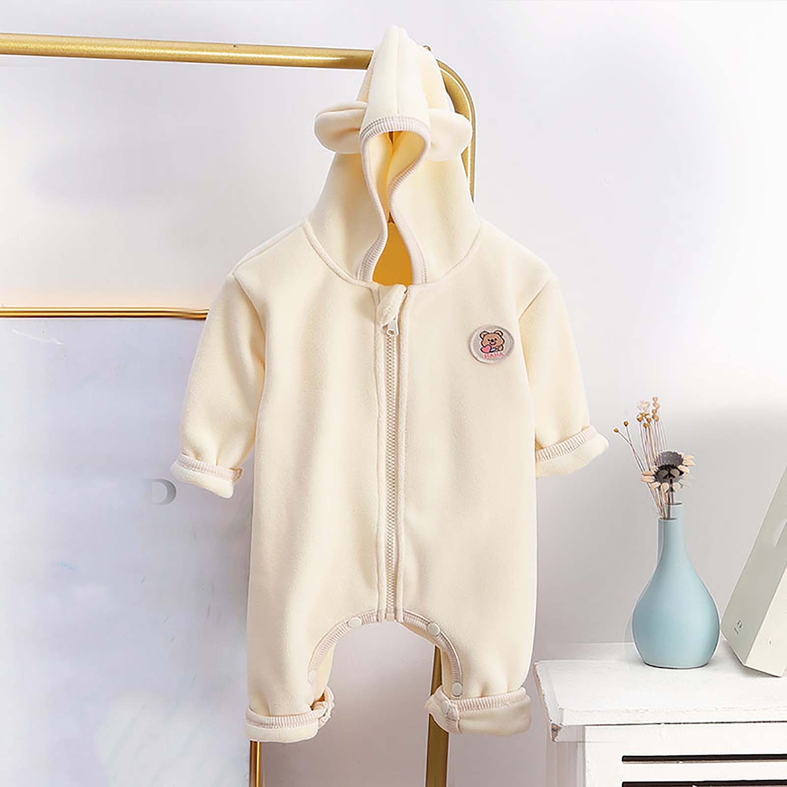 Hicidod Newborn Fleece Romper Snowsuit Cute Thick Soft Jumpsuit Bodysuit Warm Outwear Fall Winter Onesie Pajamas for Baby Boys Girls