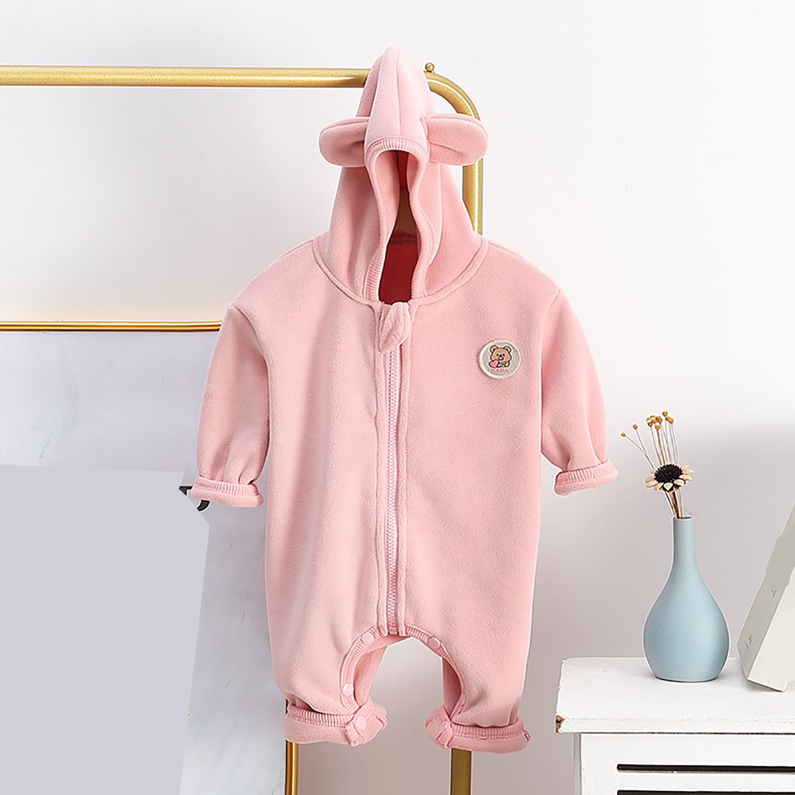 Hicidod Newborn Fleece Romper Snowsuit Cute Thick Soft Jumpsuit Bodysuit Warm Outwear Fall Winter Onesie Pajamas for Baby Boys Girls