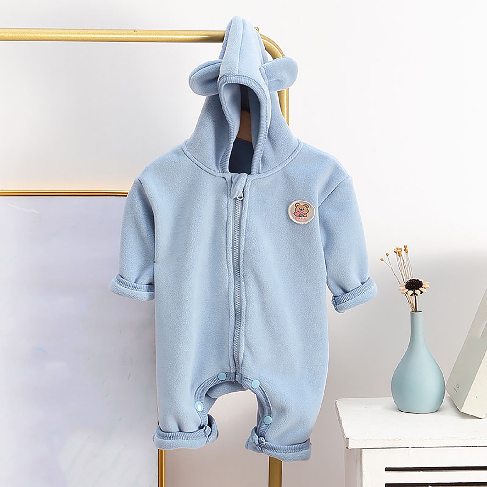 Hicidod Newborn Fleece Romper Snowsuit Cute Thick Soft Jumpsuit Bodysuit Warm Outwear Fall Winter Onesie Pajamas for Baby Boys Girls