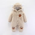 thumbnail image 1 of Hicidod Newborn Onesie Gender Neutral Cute Bunny Fleece Hooded Romper Zipper Fall Winter Warm Jumpsuit Outfits for Girls Boys, 1 of 4