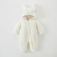 thumbnail image 1 of Hicidod Newborn Onesie Unisex Fleece Hooded Infant Jumpsuit Snowsuit Cute Ears Winter Warm Thick Baby Romper, 1 of 3