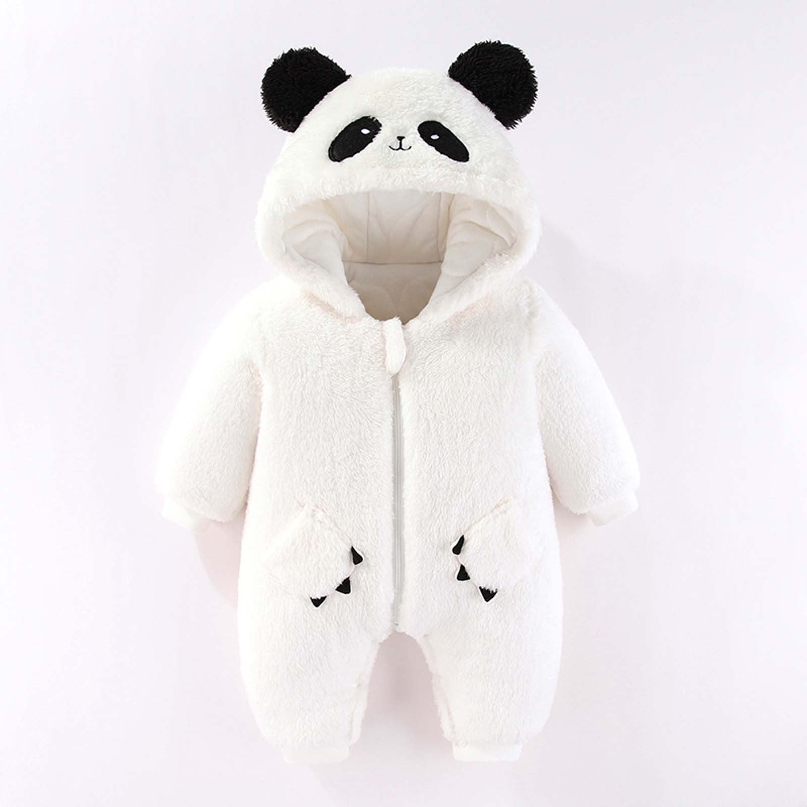 Hicidod Baby Snowsuit Cute Cartoon Bear Ears Hooded Toddler Rompers Winter Hooded Zipper Fleece Thicken Warm Jumpsuit