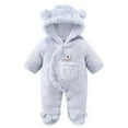 thumbnail image 1 of Hicidod Newborn Onesie Unisex Footie Outfit Suit Girls Boys Fleece Warm Jumpsuit Romper Hooded Coat Winter Clothes Outwear, 1 of 3