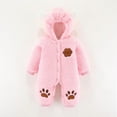 thumbnail image 1 of Hicidod Newborn Romper Long Sleeve Cute Bear Onesie Outfit Footies Winter Fleece Thicken Warm Hooded Baby Girls Boys Jumpsuit Snowsuit, 1 of 4