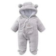 thumbnail image 1 of Hicidod Newborn Romper Long Sleeve Cute Bear Onesie Outfit Footies Winter Fleece Thicken Warm Hooded Baby Girls Boys Jumpsuit Snowsuit, 1 of 3