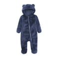 thumbnail image 1 of Hicidod Baby Bodysuits Long Sleeve Fleece Jumpsuits Infant Bear Ears Winter Warm Newborn Hooded Solid Color Footie Rompers, 1 of 7
