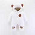 thumbnail image 1 of Hicidod Newborn Onesie Gender Neutral Cute Bunny Fleece Hooded Romper Zipper Fall Winter Warm Jumpsuit Outfits for Girls Boys, 1 of 7