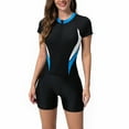 thumbnail image 1 of Hicidod One Piece Short Sleeve Rash Guard Swimsuit for Women Upf 50+ Zipper Surfing Swimsuit Bathing Suit with Boyshorts Bottoms, 1 of 9