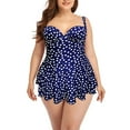 thumbnail image 1 of Hicidod One Piece Swimsuit Women Plus Size Swim Dress Solid Or Print Tummy Control V Neck Casual Beach Bathing Suit with Skirt, 1 of 3