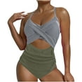 thumbnail image 1 of Hicidod One Piece Swimsuit Women Tummy Control Slimming Bathing Suits Twist Front Cutout Adjustable Straps Ruched Swimwear, 1 of 6