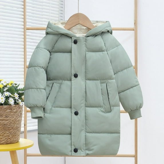Hicidod Puffer Jacket for Girls Warm Winter Down Coat Fashion Solid Color Lightweight Wind-Resistant Padded Parka With Hood