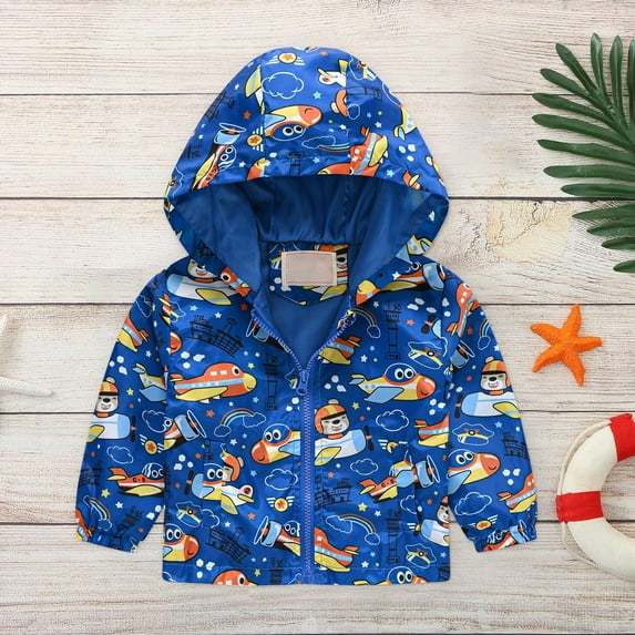 Hicidod Rain Coats for Kids Boy Toddler Rain Jacket Waterproof Lightweight Kids Rain Poncho Jacket Cute printed Windbreaker Outwear Zip Up Coat