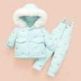 thumbnail image 1 of Hicidod Snow Suit for Kids Hooded Windproof Thick Cute Print Toddler Snowsuit Ski Waterproof Winter Warm Snow Pant And Puffer Jacket Bib, 1 of 3