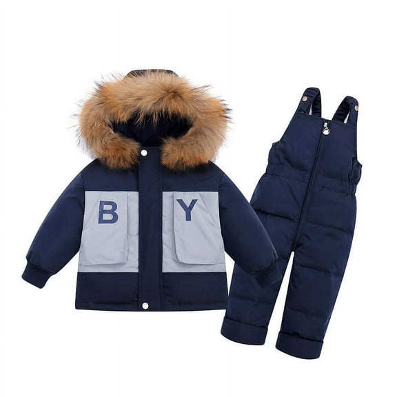Hicidod Snow Suit for Kids Thick Waterproof Toddler Snow Bib Pant And Jacket with Pockets Winter Warm Hooded Fashion Snowsuit