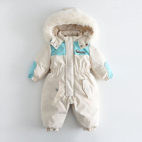 Hicidod Snowsuit Jumpsuits for Toddler Boys Girls Fleece Lined Winter Warm Baby Ski Suit Hooded Waterproof Kids Snow Suits Outfits