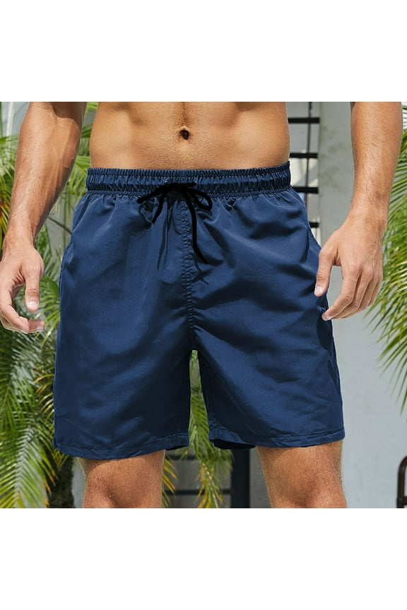 Swim Shorts Men Drawstring Quick Dry Beach Trunks with Pockets And Mesh Lining Solid Durable Compression Swimming Briefs