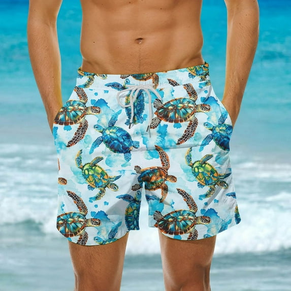 Hicidod Swimming Trunks for Men Quick Dry Loose Fit Casual Swim Shorts Summer Print Bech Swimwear Bathing Trunk with Pockets