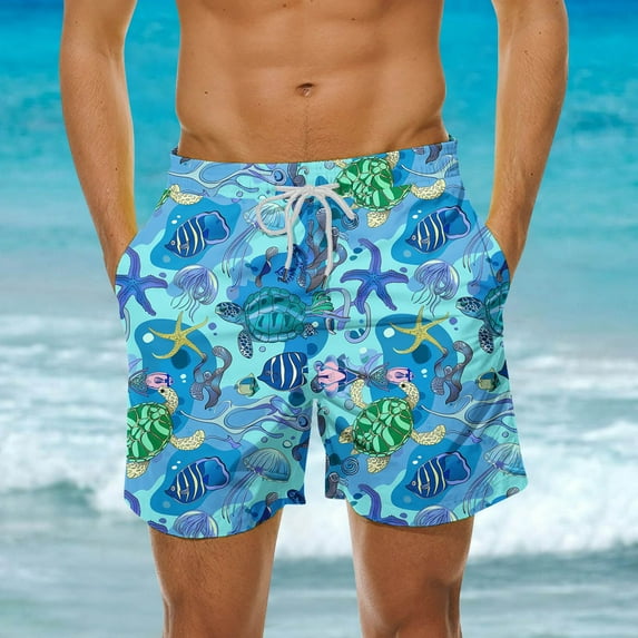 Hicidod Swimming Trunks for Men Quick Dry Loose Fit Casual Swim Shorts Summer Print Bech Swimwear Bathing Trunk with Pockets