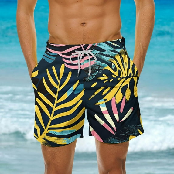 Hicidod Swimming Trunks for Men Quick Dry Loose Fit Casual Swim Shorts Summer Print Bech Swimwear Bathing Trunk with Pockets