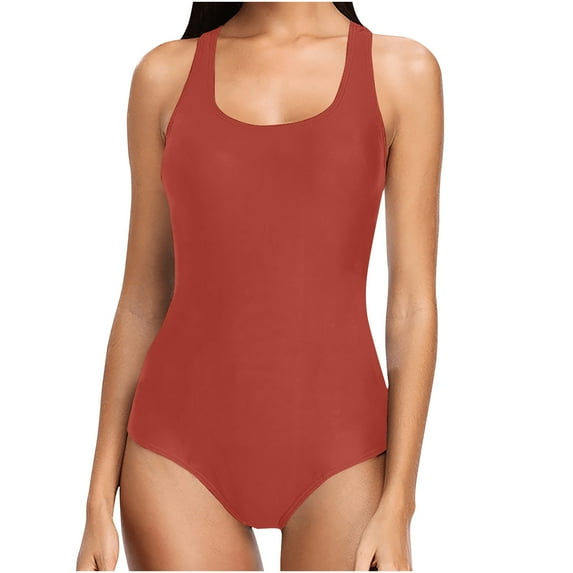 Hicidod Swimsuit for Womens Tummy Control Halter One Piece Trendy Swimwear Slimming Solid Casual Push Up Beach Bathing Suit