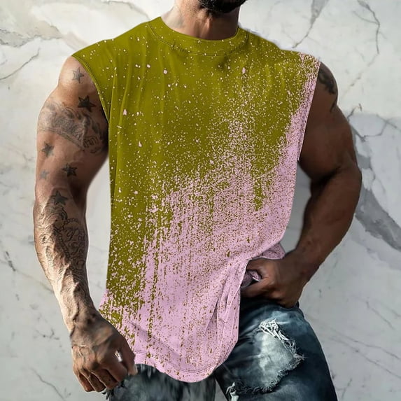 Hicidod Tank Tops for Men Big And Tall Muscle Graphic Print Sleeveless Round Neck Tee Shirt Casual Workout Gym Summer Trendy Tanks Top