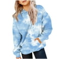 thumbnail image 1 of Hicidod Teen Girl Hoodies Fashion Tie-Dye Oversized Long Sleeve Hooded Sweatshirt Fleece Casual Pockets Pullover Tops for 4-14 Years, 1 of 4
