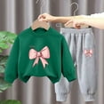 thumbnail image 1 of Hicidod Toddler Baby Boy Girl Clothes Winter Bow Print Long Sleeve Pullover Sweatshirt Pants 2pcs Cute Fall Casual Outfits Set, 1 of 3