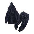 thumbnail image 1 of Hicidod Toddler Boys Girls Tracksuit 2 Pcs Sets Solid Velour Tracksuit Long Sleeve Pullover Hoodie And Elastic Waist Sweatpants Set, 1 of 7