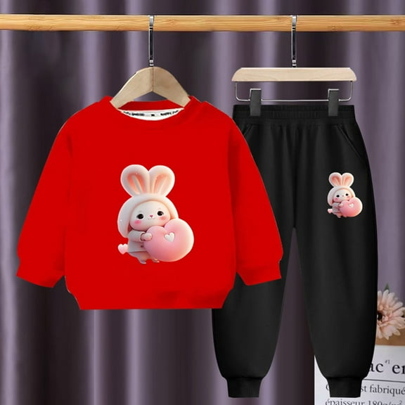 Hicidod Toddler Clothes Winter Long Sleeve Pullover Sweatshirt Pants 2pcs Cute Printed Fleece Lined Fall Outfits Set