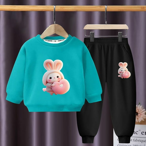 Hicidod Toddler Clothes Winter Long Sleeve Pullover Sweatshirt Pants 2pcs Cute Printed Fleece Lined Fall Outfits Set