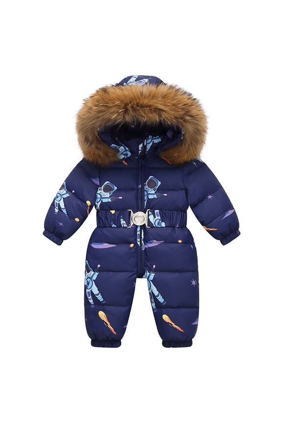 Toddler Down Snowsuit Waterproof One Piece Snowsuits Coveralls Ski Suits Fashion Print Windproof Jackets Winter Jumpsuits