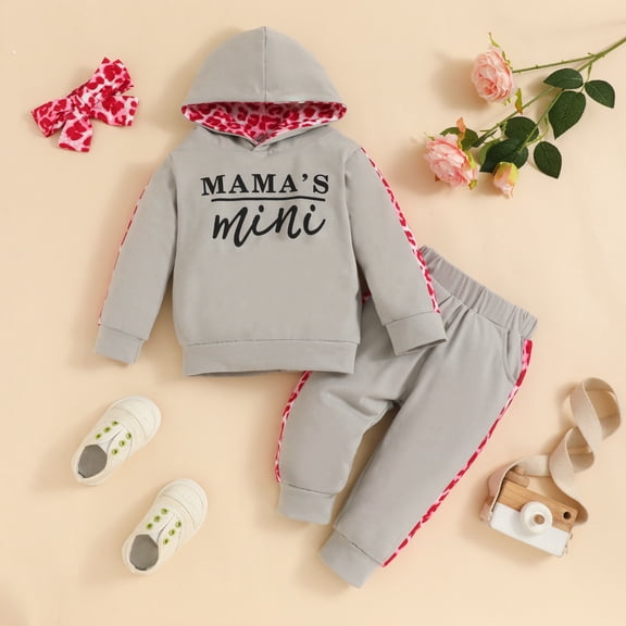 Hicidod Toddler Fall Outfits for Girl Boy Long Sleeve Letter Printed Hoodie Top and Long Sweatpants Sets Toddler Sweatsuits 2025